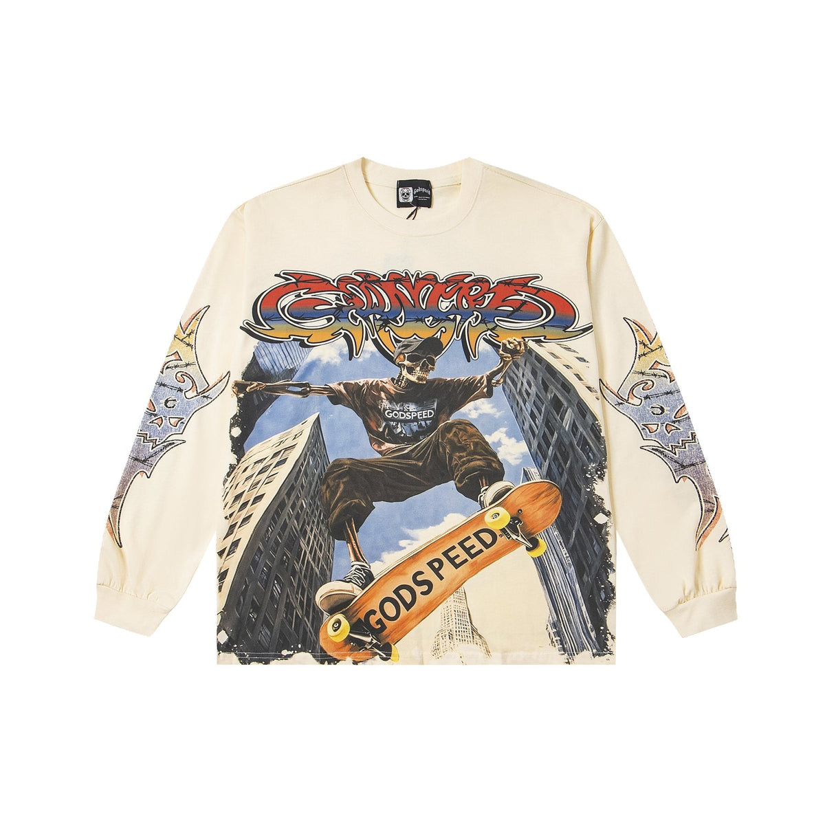 Godspeed White Ink Graphic Long-Sleeve T-Shirt