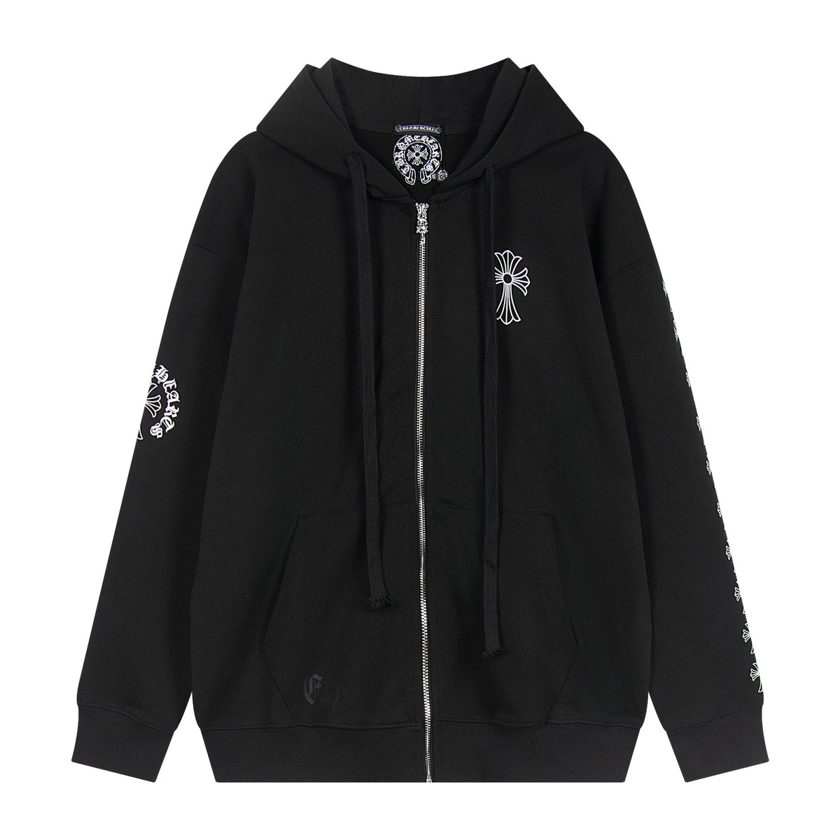 Chrome Hearts Horseshoe Cross Sanskrit Zip Hoodie
